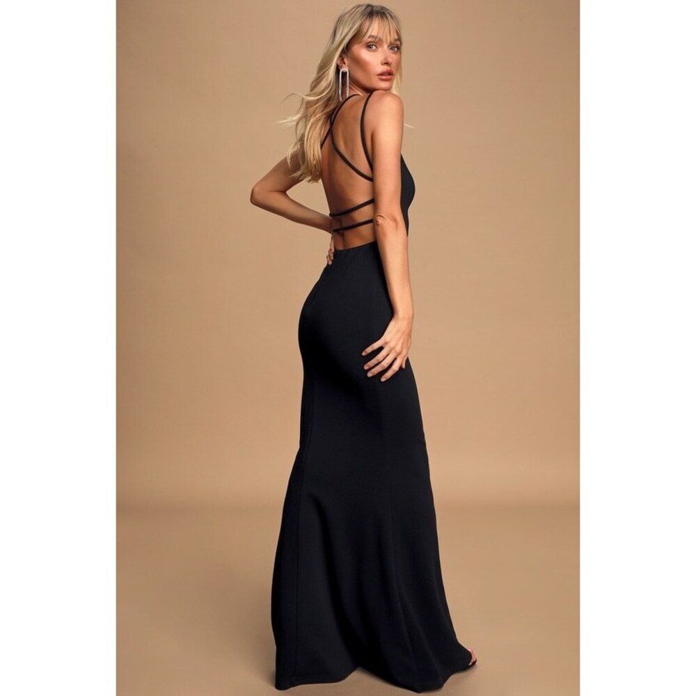 Lulus All This Allure Black Strappy Backless Mermaid Maxi Dress - Size M